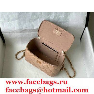 chanel Lambskin  &  Gold-Tone Metal nude Vanity with Chain